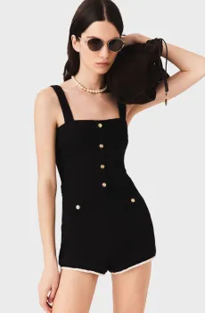 Женский черный твидовый комбинезон Черный 34 MAJE MFPCO00367_Black