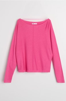 Базовий светр з декоративними швами з віскозою - яскраво-рожевий
