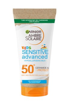 Детское солнцезащитное молочко для тела Garnier Ambre Solaire Sensitive Advanced Kids SPF 50+ с керамидами, 175 мл