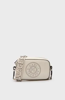 Женская белая кожаная сумка K CIRCLE CAMERABAG PERFORATED Белый ONESIZE Karl Lagerfeld 241W3029