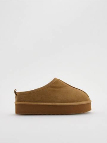 Reserved - Замшеві клогі на платформі - бежевий - 766FE-80X