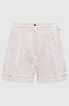 Белые твидовые шорты с логотипом