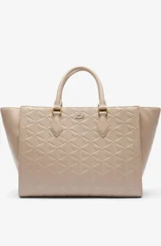 Женская бежевая кожаная сумка Large Maheki Monogram Бежевый ONESIZE Lacoste NF4878MHQ47