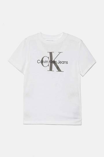Детская хлопковая футболка Calvin Klein Jeans цвет белый с принтом IU0IU00676 Детская хлопковая футболка Calvin Klein Jeans цвет белый с принтом IU0IU00676