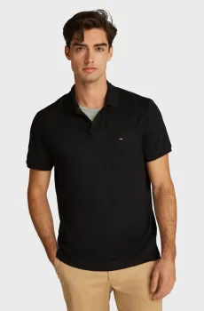 Мужское черное льняное поло PURE Черный L Tommy Hilfiger MW0MW38476
