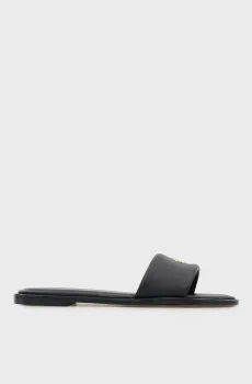 Женские черные кожаные слайдеры ROUND FLAT Черный 39 Calvin Klein HW0HW02925