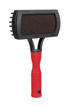 Пуходерка двухсторонняя для ухода за шерстью и подшерстком у собак Trixie красно-черный, 17*10 см