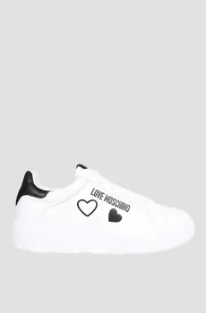 Женские белые кожаные сникерcы Белый 37 Moschino JA15904G0H.IA1;10A