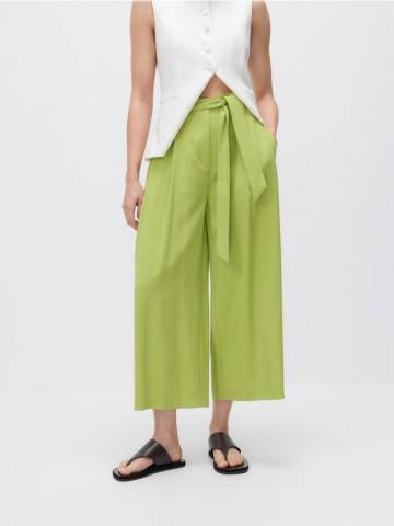 Reserved - Вільні штани з зав’язками - жовто-зелений - YH568-71X