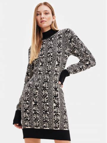 Desigual Трикотажна сукня 23WWVF01 Чорний Slim Fit Desigual Трикотажна сукня 23WWVF01 Чорний Slim Fit