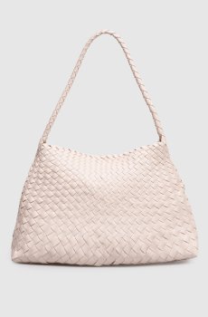 Розовая кожаная плетеная сумка Santa Maria
