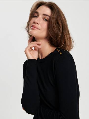 Джемпер з декоративними ґудзиками - чорний Джемпер з декоративними ґудзиками - чорний