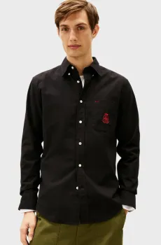 Мужская черная рубашка BRUSHED Черный L Tommy Hilfiger MW0MW40890