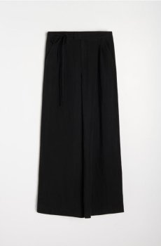 Широкі штани з домішкою льону - чорний