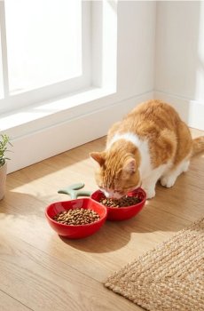 Керамічна миска для тварин у формі вишні - червоний