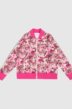 Детская розовая спортивная куртка с эффектом тай-дай