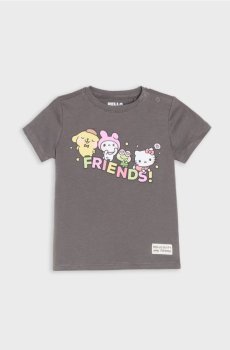 Бавовняна футболка з принтом Hello Kitty - темно-сірий