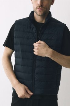 Reserved - Стьобаний жилет, утеплений натуральним пухом - темно-синій - 983IR-59X