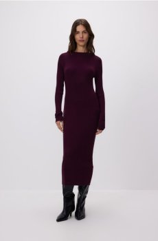 Reserved - Плаття в рубчик з віскозою - буряковий - 466HI-83X