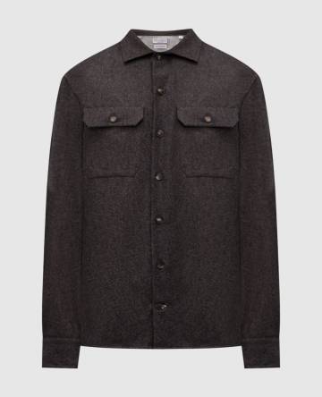 Коричневая рубашка из шерсти