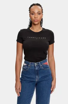 Женская черная футболка TJW SLIM LINEAR TEE EXT Черный S Tommy Jeans DW0DW18398