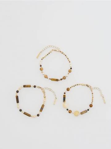 Reserved - Набір браслетів із камінням - різнобарвний - 347FD-MLC