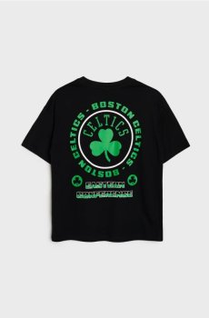 Бавовняна футболка з принтом Boston Celtics NBA - чорний