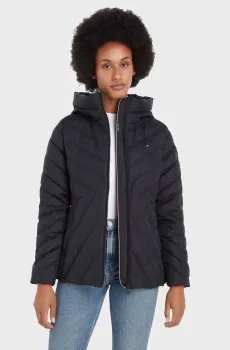 Женский черный пуховик CHEVRON MW DOWN JACKET Черный S Tommy Hilfiger WW0WW42623