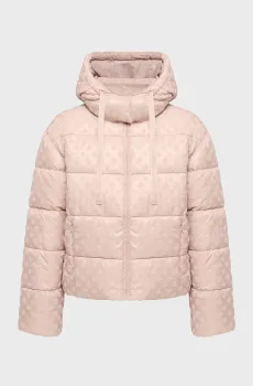 Женская пудровая куртка с узором Розовый L Guess W6BL56.W4195;G6I6