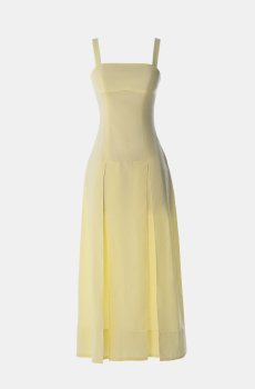 Жовта бавовняна сукня максі на бретелях