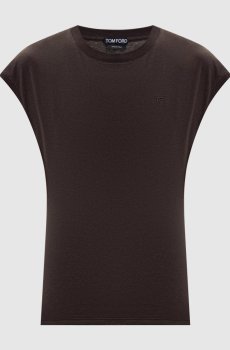 Коричневый топ с вышивкой логотипа монограммы