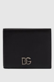 Черный кожаный портмоне с монограммой логотипа