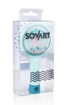 Массажная расческа для волос Sovart с блестками, голубая, 1 шт