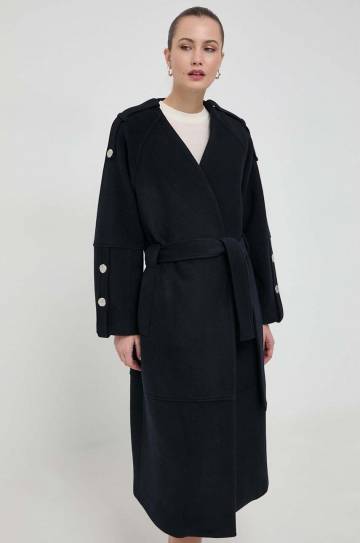 Шерстяное пальто Beatrice B цвет синий переходное oversize Шерстяное пальто Beatrice B цвет синий переходное oversize
