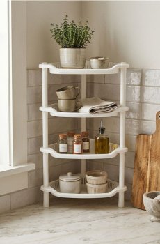 Кутова чотирирівнева полиця - білий