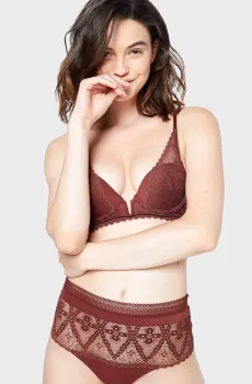 Женский коричневый бюстгальтер пуш-ап с треугольной чашкой ESCAPE Коричневый 70C Etam 6512519