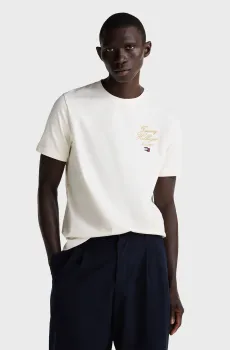 Мужская белая футболка SCRIPT HILFIGER Белый M Tommy Hilfiger MW0MW38334