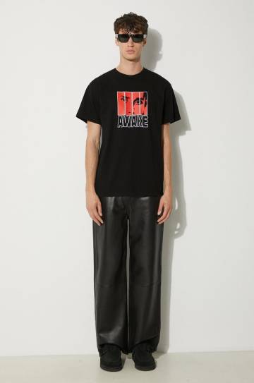 Хлопковая футболка Awake NY Vegas T Shirt мужская цвет чёрный с принтом SP24-TS006 Хлопковая футболка Awake NY Vegas T Shirt мужская цвет чёрный с принтом SP24-TS006