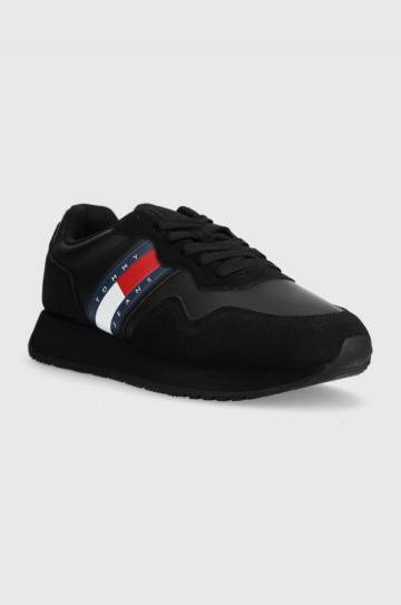 Кожаные кроссовки Tommy Jeans TJM MODERN RUNNER цвет чёрный EM0EM01316 Кожаные кроссовки Tommy Jeans TJM MODERN RUNNER цвет чёрный EM0EM01316