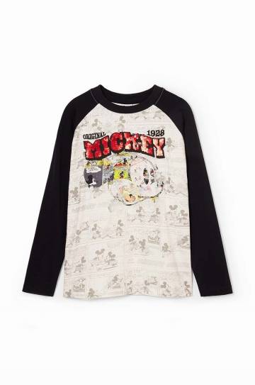 Хлопковый детский лонгслив Desigual MICKEY MOUSE цвет чёрный с принтом 24WBTK10 Хлопковый детский лонгслив Desigual MICKEY MOUSE цвет чёрный с принтом 24WBTK10