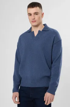 Мужское синее шерстяное поло Синий XXL BOSS 50555110;468