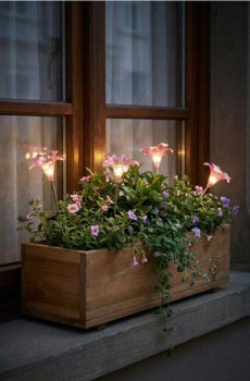 Сонячне LED світло у формі квітки - пастельний рожевий