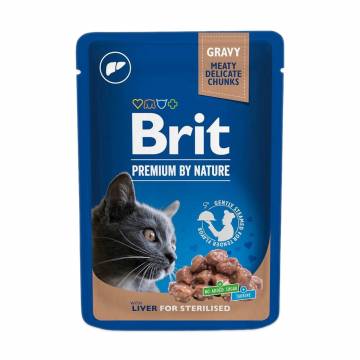 Влажный корм для стерилизованных кошек всех пород Brit Premium By Nature Liver For Sterilised с печенью, 100 г Влажный корм для стерилизованных кошек всех пород Brit Premium By Nature Liver For Sterilised с печенью, 100 г