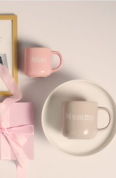 Набір керамічних кружок Mummy та Mini, 2 шт. - різнобарвний