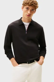 Мужское черное поло ZIP INTERLOCK Черный L Tommy Hilfiger MW0MW40302