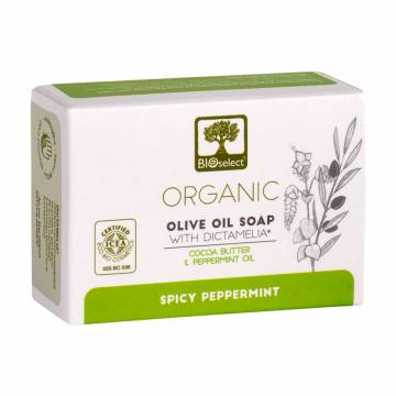 Натуральное оливковое мыло для лица и тела BIOselect Olive Oil Soap для ежедневного ухода, с маслом какао и мятой, 80 г Натуральное оливковое мыло для лица и тела BIOselect Olive Oil Soap для ежедневного ухода, с маслом какао и мятой, 80 г