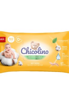 Биоразлагаемые влажные салфетки для взрослых и детей Chicolino Biodegradable, 50 шт