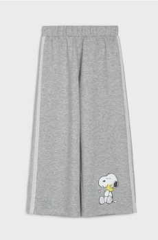 Штани wide leg з віскозою та мереживом з боків Snoopy - сірий