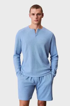 Мужской голубой лонгслив WAFFLE Синий S Calvin Klein LV00NM2907