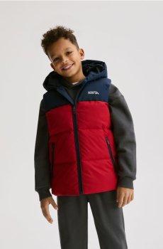 Reserved - Стьобаний жилет із каптуром - червоний - 793HF-33X